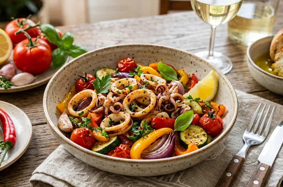 quels légumes avec des encornets